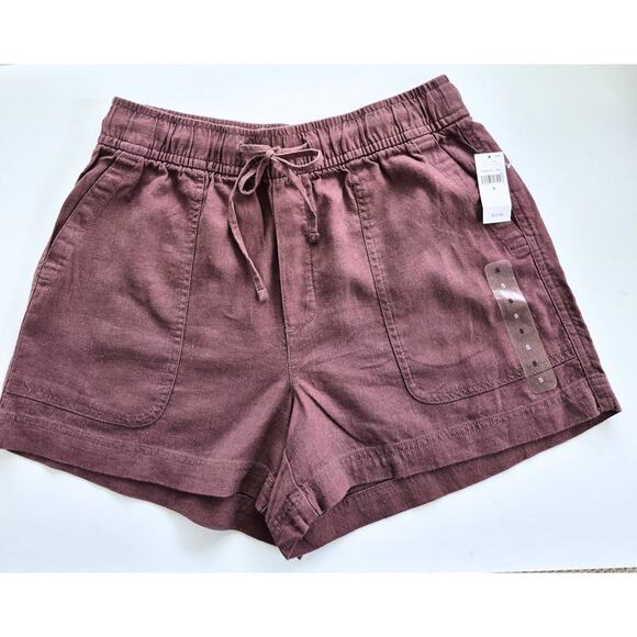 Gap Shorts Womens Size Small Linen Blend Peppercorn Pull On Pockets 3 In NWT - Picture 2 of 10